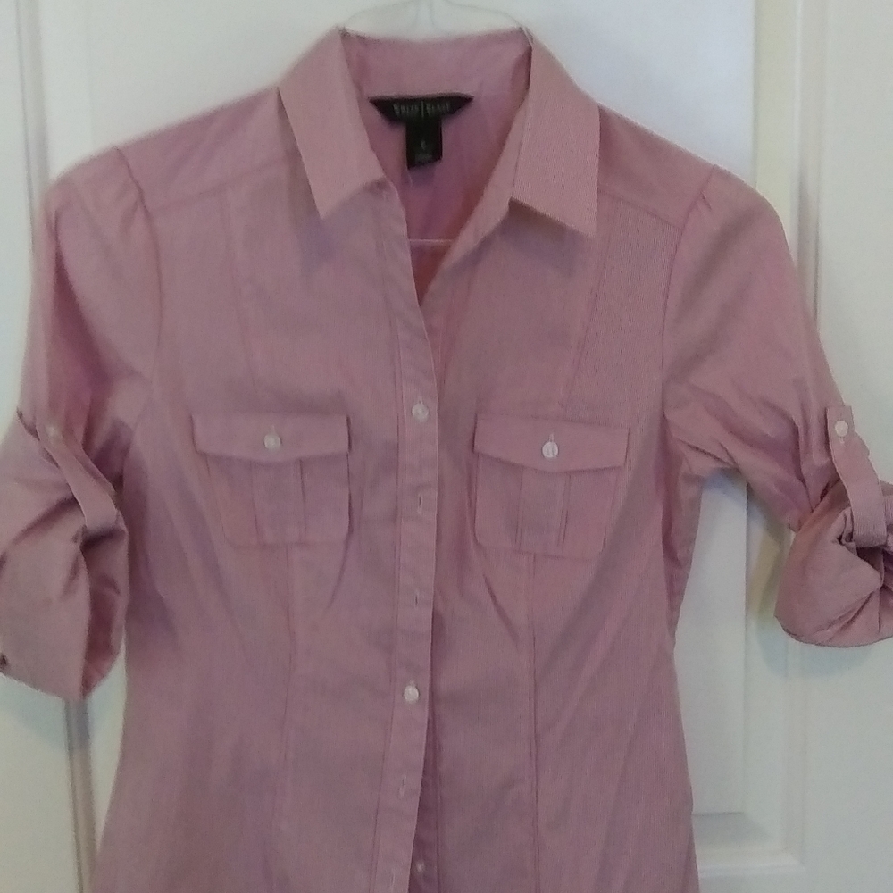 Pink casual womens button down